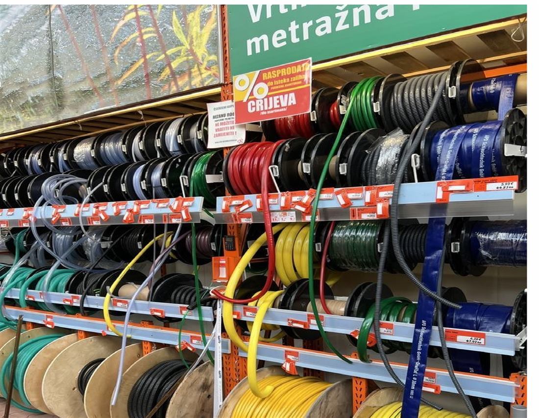 Rows of cable spools in the D'DELOITTE warehouse