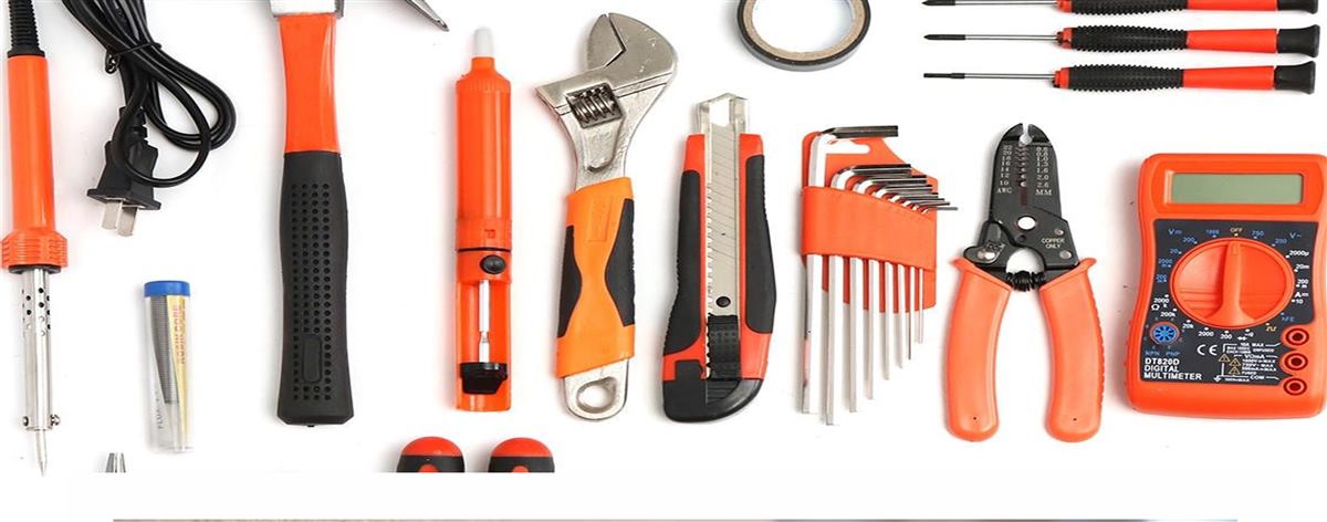 Electrical tools and accessories flat-lay