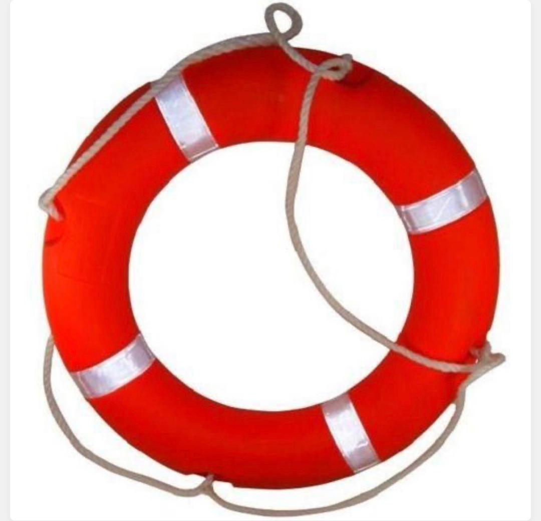 Orange life ring buoy with rope